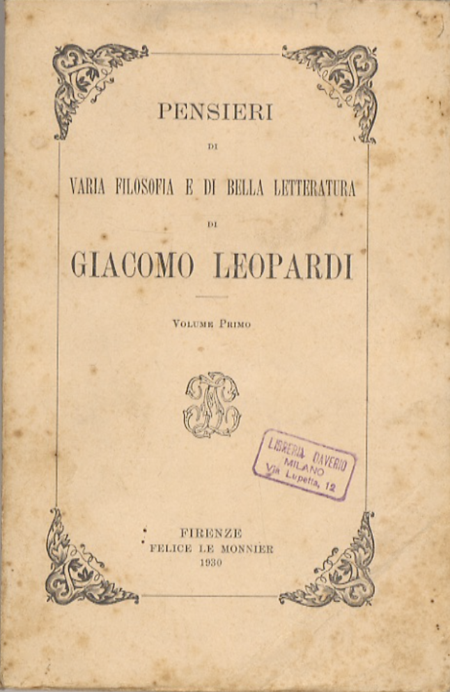 Pensieri di varia filosofia e di bella letteratura di Giacomo Leopardi