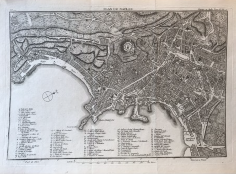 Mappa di Napoli,  1790, viaggio in Italia